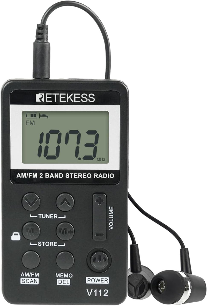 Portable AM/FM Pocket Radio with Digital Tuning LCD Display, SWDSTP Rechargeable Mini Radio with Stereo Earphone and Removable Belt Clip for Walking, Jogging