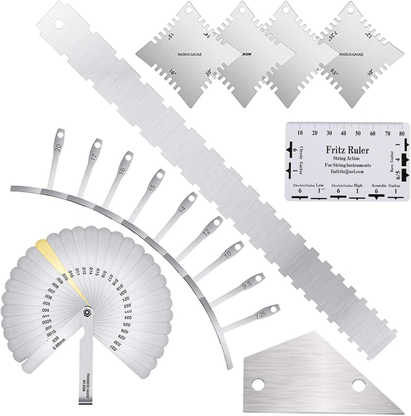 Guitar Neck Notched Straight Edge Luthiers Tool with String Action Ruler Gauge for Gibson 24.75" and Fender 25.5" Electric Guitars