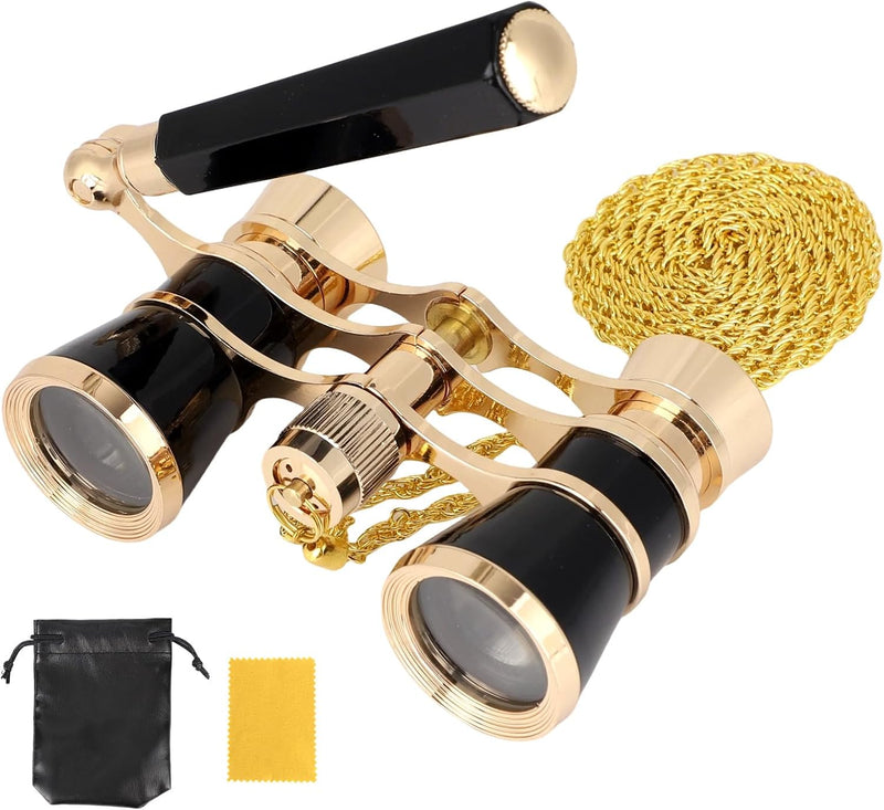 Aroncent Opera Glasses Binoculars 3X25 Theater Glasses Mini Binocular Compact with Adjustable Handle for Adults Kids Women in Opera Musical Concert black