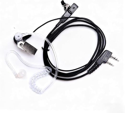 Covert Acoustic Tube Walkie Talkie Earpiece Surveillance Headset with Mic Compatible with 2 Pin Kenwood Two Way Radio 1 pack