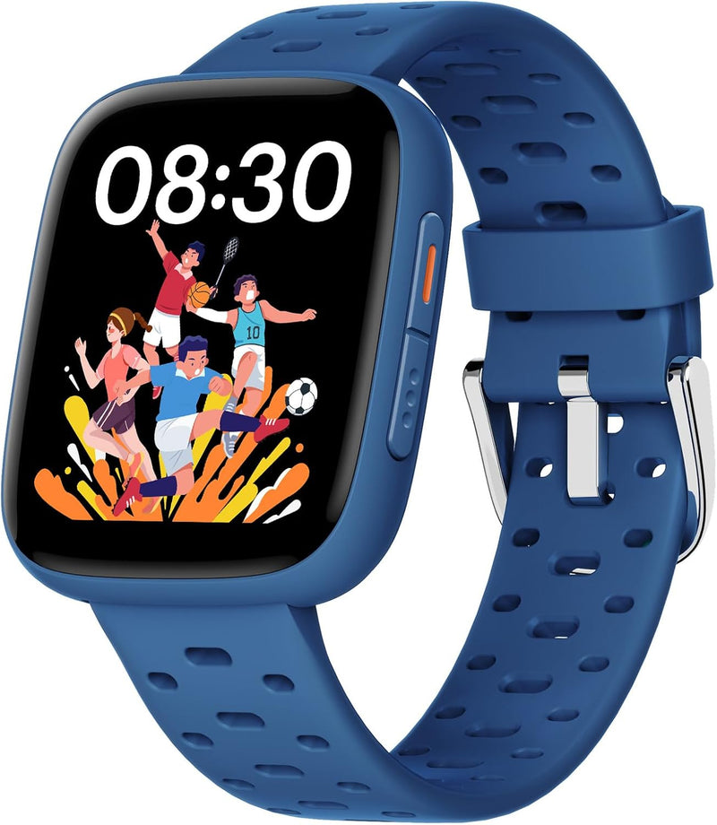 [AUSTRALIA] - Smart Watch for Kids No Phone No APP Needed, 1.83" AMOLED Screen Fitness Tracker Watch with Pedometer, Kids Smart Watch with Heart Rate/Sleep Monitor, IP68 Waterproof for Boys Girls 5-12 Blue 