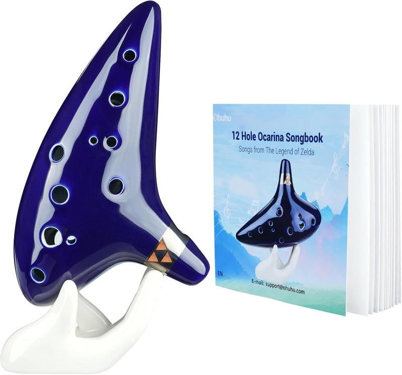 Aovoa Legend of Zelda Ocarina 12 Hole Alto C with Getting Started Guide Display Stand and Protective Bag BLUE NEW