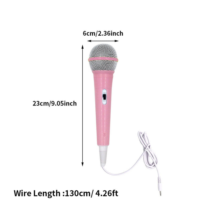 Kakutoy Wired Kids Karaoke Microphone Toy Handheld Dynamic Microphone 3.5mm Microphone Function Jack Cable Compatible with Children Karaoke Singing Machine (Pink) pink