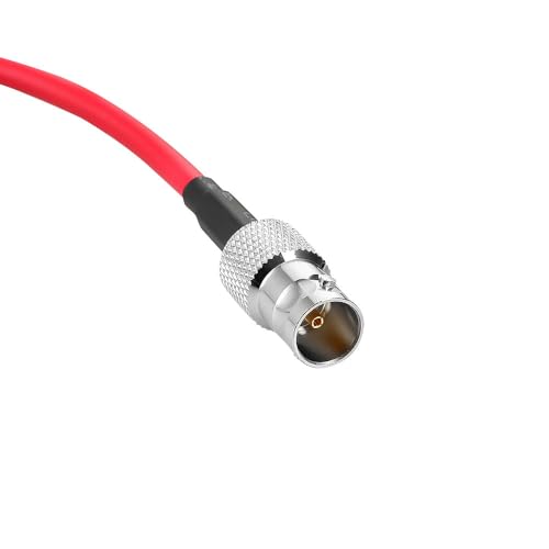 Alvin's Cables 12G Micro BNC to BNC Female Adapter Cable, High Density 4K UHD Video Coaxial Cable, 75 Ohm Ultra-Soft for Blackmagic Video Assist 5" Monitor, Right Angle Micro BNC Red 7.9inches