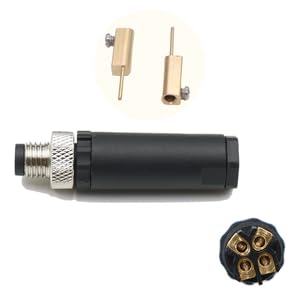 Pack of 5 M8 3-pin plug round connectors, on-site mounted with 8 mm wired sensor, industrial round plug IP67 unshielded code straight plug 60 V 4 A M8 Männlicher
