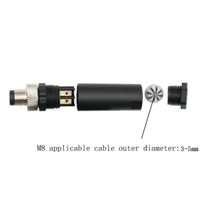 Pack of 5 M8 3-pin plug round connectors, on-site mounted with 8 mm wired sensor, industrial round plug IP67 unshielded code straight plug 60 V 4 A M8 Männlicher