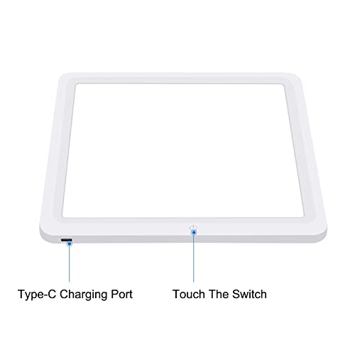 PULUZ LED Photography Shadowless Bottom Light Lamp Panel Pad for 30cm Light Box, Photography Softbox Bottom Light for Food Jewelry Cosmetic Crafts Type-C Plug 11.5*11.5 Inch