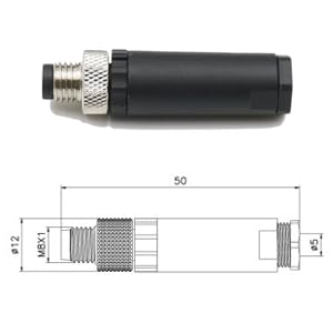 Pack of 5 M8 3-pin plug round connectors, on-site mounted with 8 mm wired sensor, industrial round plug IP67 unshielded code straight plug 60 V 4 A M8 Männlicher