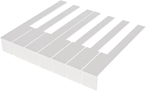 Jiayouy Complete Set 52Pcs Plastic Piano Keytops with Fronts Piano Key Tops Replacement White 52mm Long Head