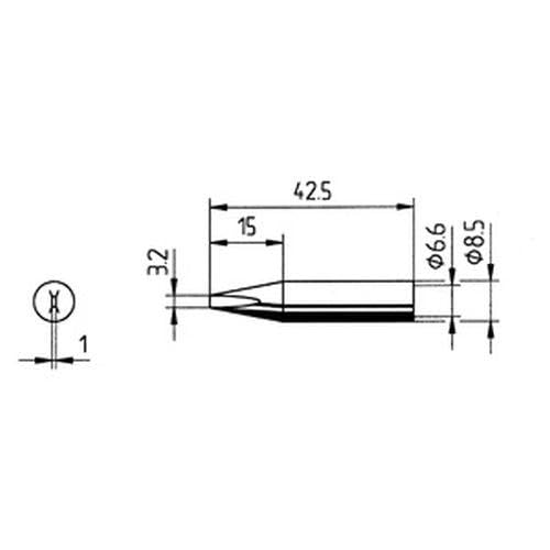 Ersa Ersadur 0842ED Soldering Tip for Soldering Stations Ersadur RDS80 / Analog60 / MS8000 etc. for Increased Heat Demand Straight Chisel-Shaped 2.2 mm 3,2 mm Single