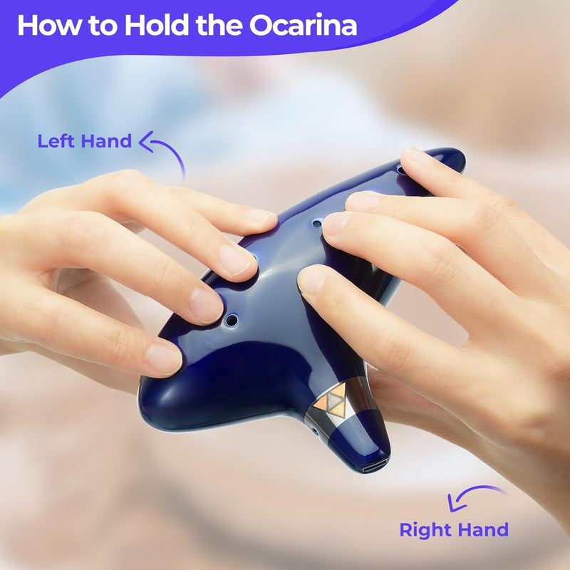 Aovoa Legend of Zelda Ocarina 12 Hole Alto C with Getting Started Guide Display Stand and Protective Bag BLUE NEW