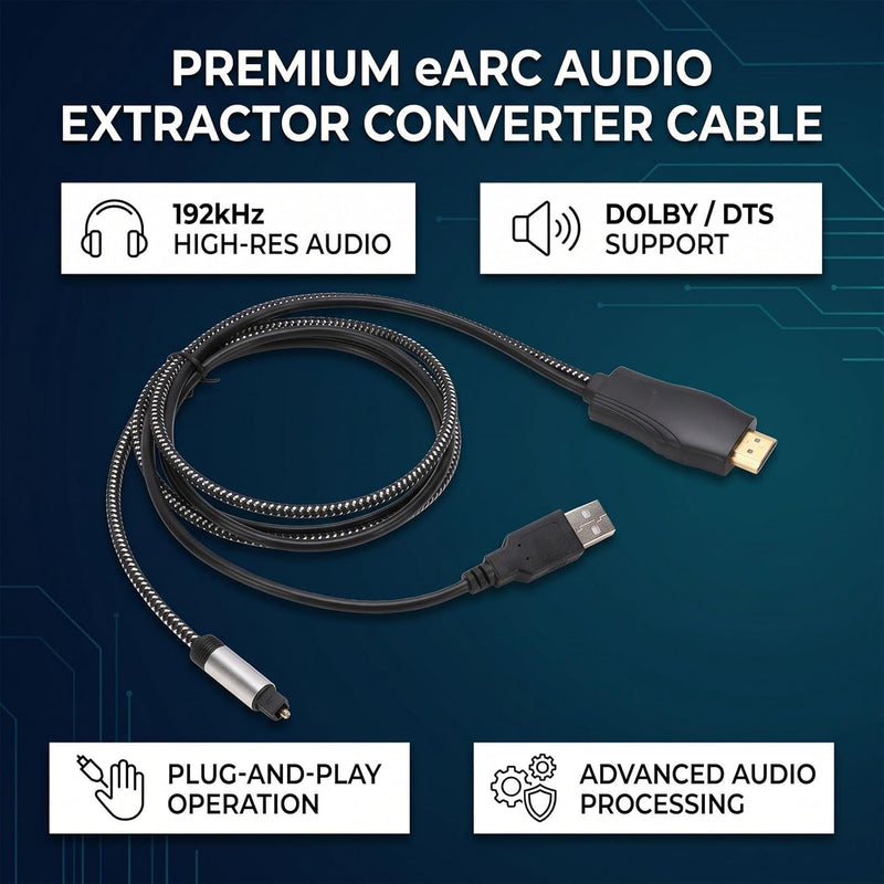 192KHz HDMI ARC to Optical Audio Converter for TV to Soundbar, Plug & Play 3.4ft/1.05m ARC to Optical Cable Audio Extractor Adapter Splitter for Sound System Speaker Home Theater Support Dolby/DTS 5.1