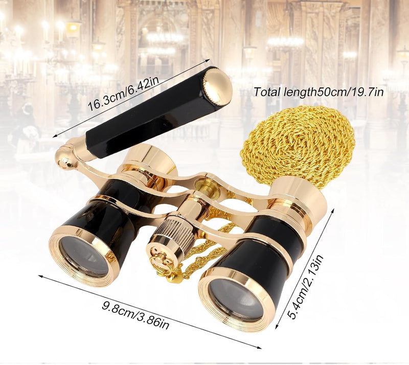 Aroncent Opera Glasses Binoculars 3X25 Theater Glasses Mini Binocular Compact with Adjustable Handle for Adults Kids Women in Opera Musical Concert black