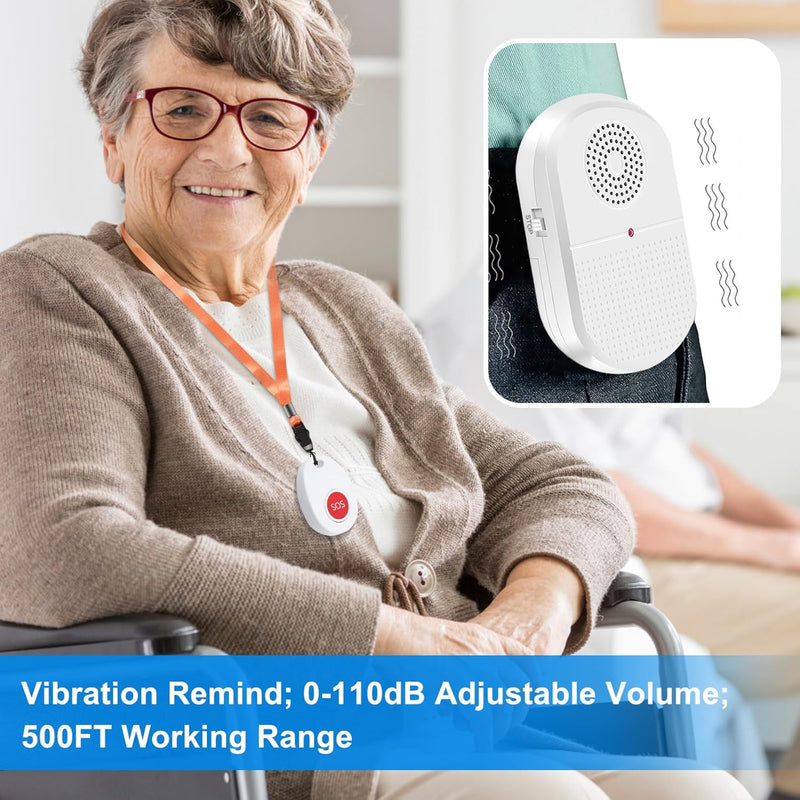 CallToU Caregiver Pager Call Button Elderly Wireless Call Button Vibration Pager Nurse Calling Alert System for Home Elderly Disabled Patient 1 Transmitters 1 Receiver 1 receiver + 1 call button