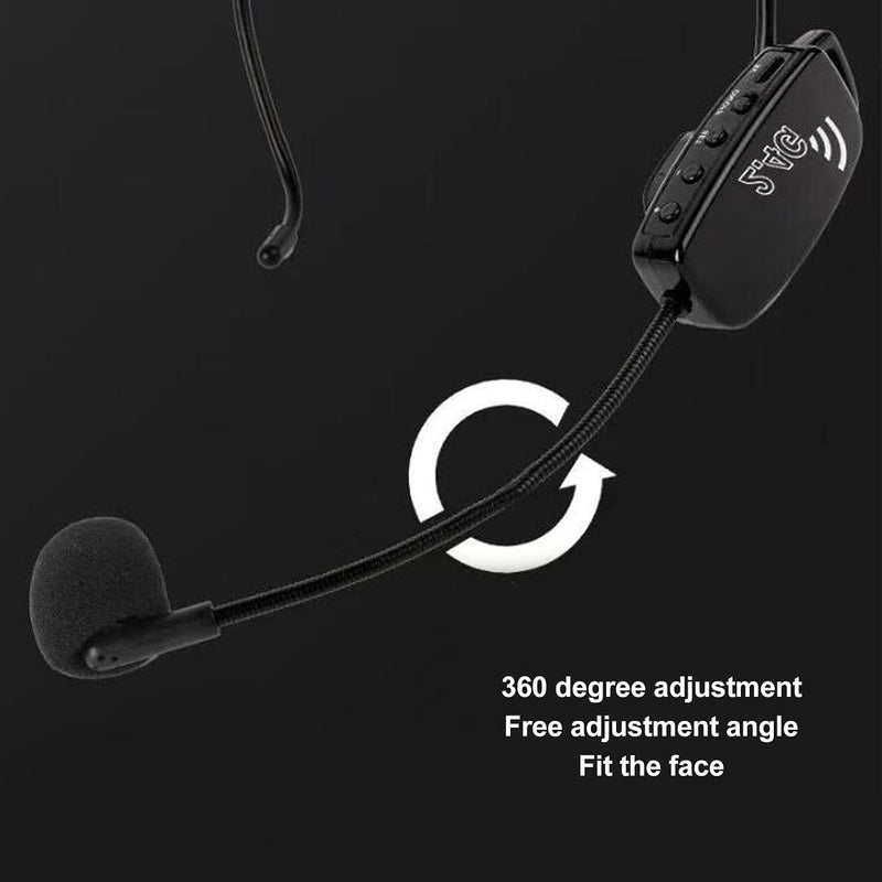 Wireless Microphone Headset Double Professional: Cordless Mic Head for Two People, Heads Handheld Mics 2 in 1- USB-C Rechargeable - 1/4'' and 1/8'' Plug for PA System, Voice Amplifier,Teaching,Fitness Black1