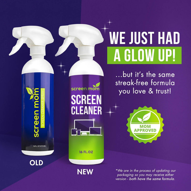 [AUSTRALIA] - Screen Mom Screen Cleaner Kit for LED & LCD TV, Computer Monitor, Phone, Laptop, and iPad Screens – Includes 8oz Spray Bottle and Large Premium Microfiber Cloth 