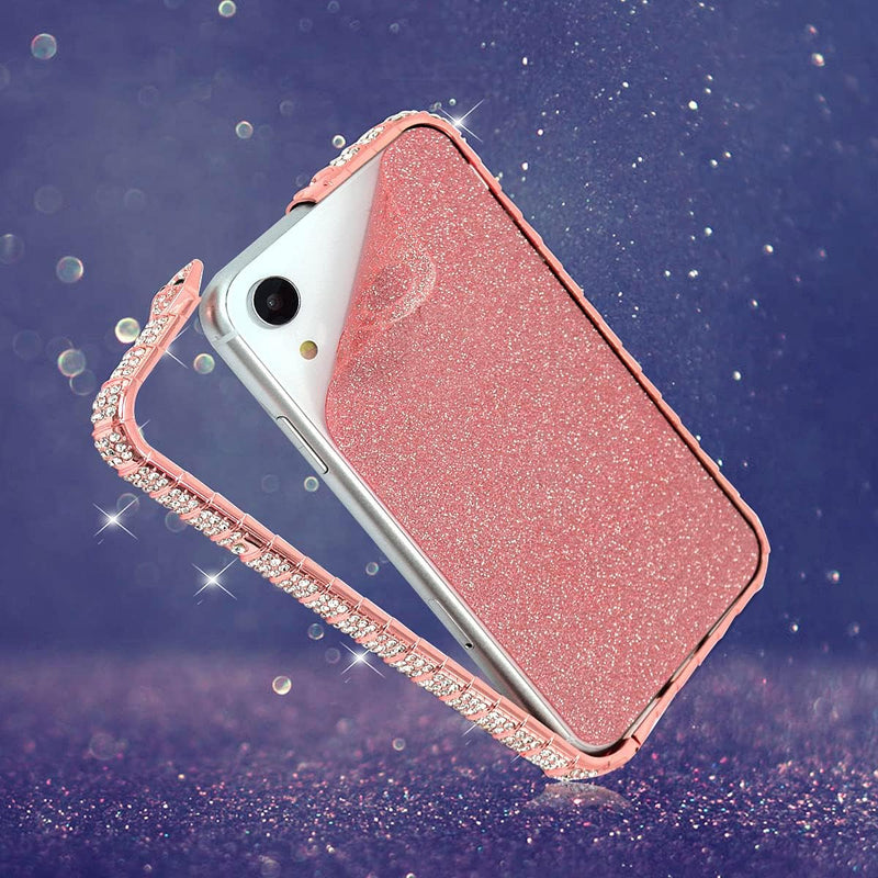 Case for iPhone 11 Pro Max Cover,Girl Women Sparkly Bling Glitter Rhinestone Diamond Metal Button Bumper Case Cover Shiny Glitter Sticker Protective Cover for iPhone 11 Pro Max Diamond Case,Rose Gold Rose Gold