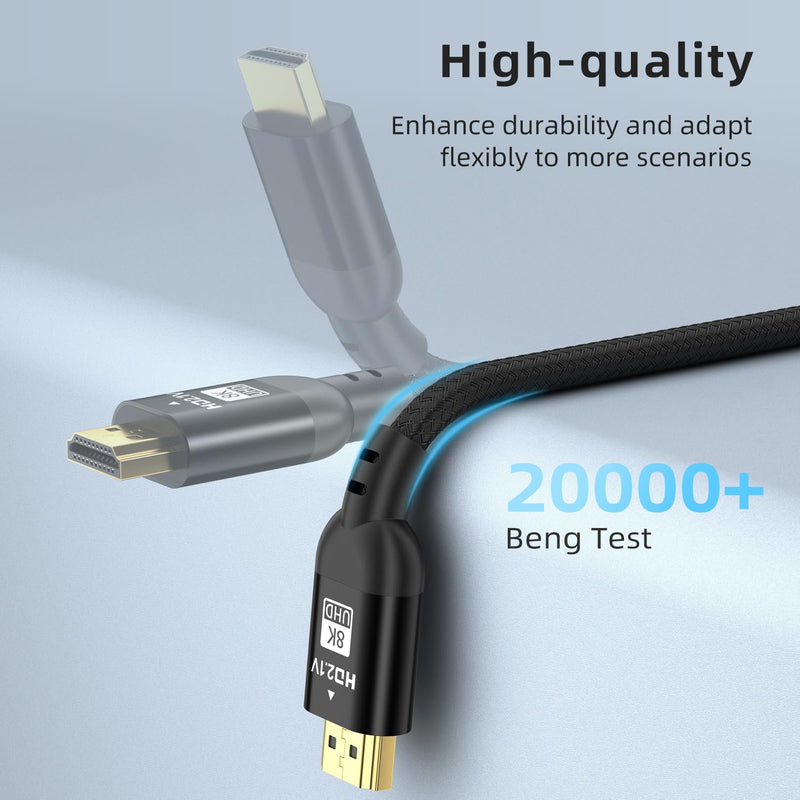 HDMI Cable 8K HDMI 2.1, 6ft, Certified 48Gbps, 8K@60Hz 18Gbps 4K@120Hz Ultra High-Speed Gaming HDMI Cable, 8K/4K Cable, 3 Pack, UL-Listed 6 Feet