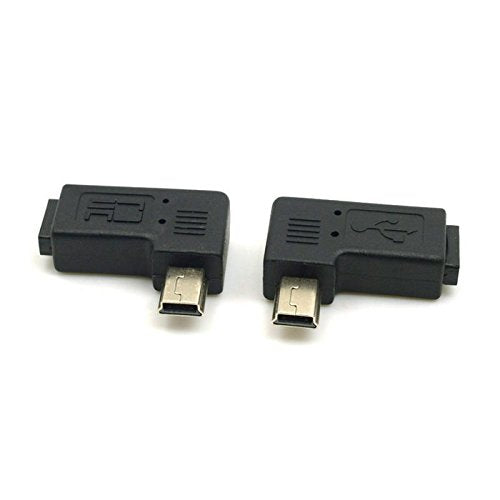 CY 2pcs 90 Degree Left & Right Angled Mini USB 5pin Male to Micro USB Female Data Sync Power Adapter Black MINI-MICRO