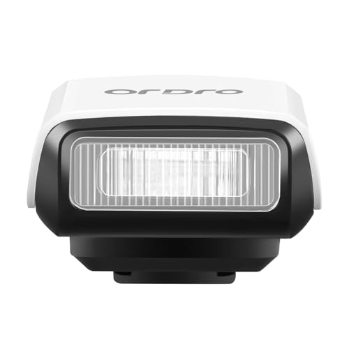 ORDRO FL-10 Mini Camera Flash Camera Flash Speedlite for Fuji/Sony/Nikon/Canon, Digital Film Cameras, Portable Mini hot Shoe Flashlight for DSLR Cameras (White)