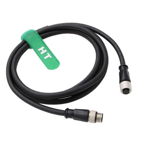 Cognex Power IO Cable for Checker 201 202 in Sight 9000 7000 2000 DataMan 300 500 Sensor Reader, M12 A-Coded 12 Pin Male to 12 Pin Female 2M 2 m