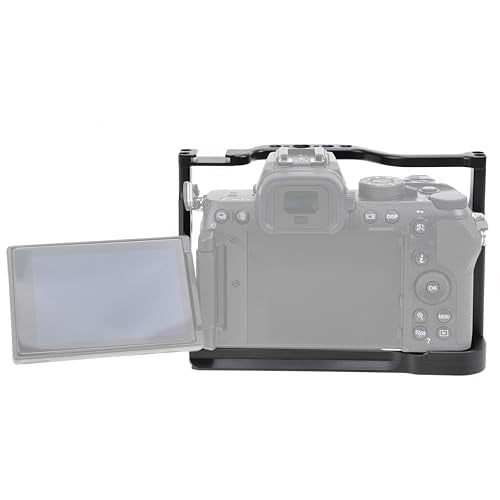 Hersmay Aluminum Z50 II Camera Cage Video Stabilizer for Nikon Z50 II Mirrorless Vlogging Camera Kit with Cold Shoe,Handle Locating Holes,Multiple 1/4" 3/8" Screw Holes