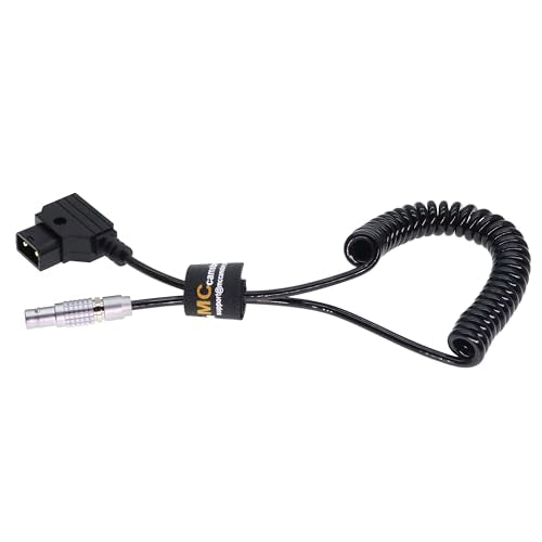 2 Pin Male to D-tap Coiled Power Cable Compatible with Anton Bauer Teradek Bond Pyxis Z Cam ARRI RED Komodo DJI-Ronin TILTA Paralinx Preston Transvideo Offhollywood Switronix Straight 2 pin, coiled cable