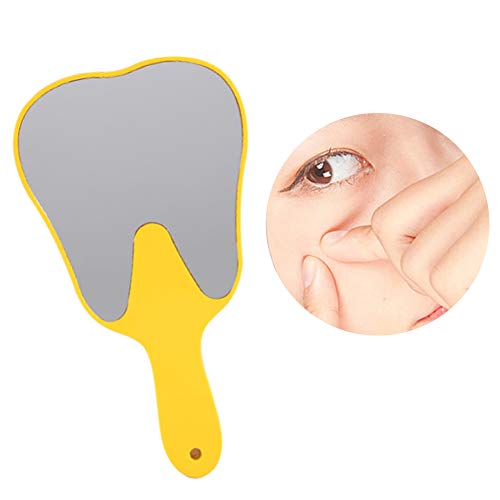 [AUSTRALIA] - Hand Mirror, 4 Colours Tooth Mirror for Children, Single-sided Hand Mirror with Low Magnification, Dental Care Hand Mirror Tool, Cute Dental Care Hand Mirror Tool, Plastic Handle (Yellow) 