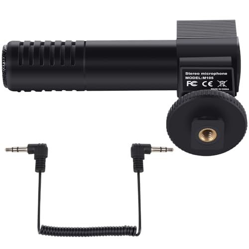 Microphone for Digital Camera with Shock Structure, Windscreen, 3.5mm Jack - Professional Stereo Recording Mic for Cameras, YouTube, Vlog