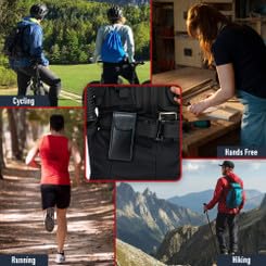 Turtleback Belt Clip for iPhone 17 Pro and 17Air -Medium- Fits w/Shockproof Commuter Style Cases, Premium Black Leather Vertical Belt Holder, Magnetic Closure HD Rotating Clip Medium Vertical - Leather w/ HD Clip