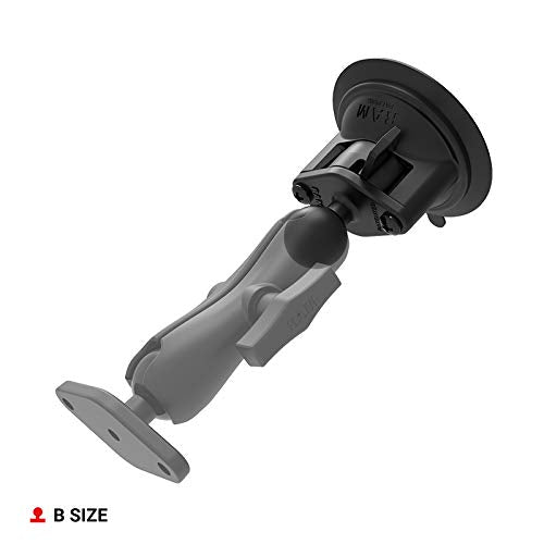 RAM MOUNTS Twist-Lock Suction Cup Base with B Size 1" Ball Mount | Windshield and dash mounting base, compatible with RAM Mounts holders and arms