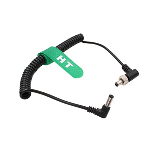 Power Cable for SmallHD Atomos Ninja V Monitor Hollyland Mars 400s Cosmo Blackmagic Video Assist Studio 4k PRO Aputrue 60d 60X Video Devices PIX-E, Right Angle DC 2.5mm to Locking DC 2.5mm Angled DC, Coiled Cable
