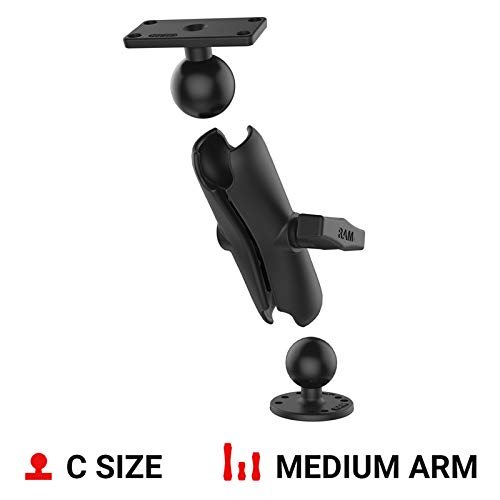 RAM MOUNTS Marine Electronics Drill-Down Mount with Medium Arm | C Size 1.5" ball with 1.5" x 3" plate for fish finders, GPS and marine electronics