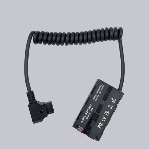 D Tap to Dual NP-F Dummy Battery Power Adapter Coiled Cable with USB C PD, Compatible with Atomos Ninja V, Shogun, SmallHD, Feelworld, Hollyland Mars, Replaces NP F550/F570/F770/F970, 39”