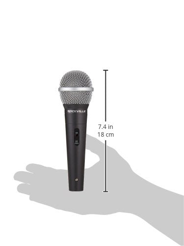 [AUSTRALIA] - Rockville RMC-XLR Wired Dynamic Microphone, Full Metal Body, M-56 Cartridge, (2) 10 Ft OFC Cables, Mic Clip & Case, for DJs, Karaoke, and Live Performances 