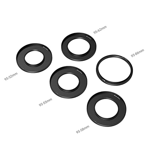 SmallRig Lens Adapter Ring Kit for Matte Box 3196, with Filter Thread for CPL Filter ND Filter, 52mm / 55mm / 58mm / 62mm / 86-95mm Matte Box Adapter – 3383