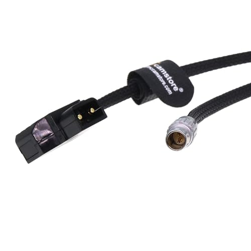 Flexible 2 Pin Male to D-tap Power Cable for Teradek, SmallHD Monitor, Vaxis 30cm|12inches Braided Wire Straight 2 pin, 12 inches