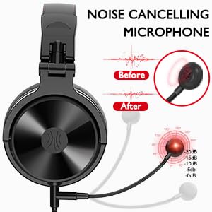 OneOdio Pro 10 Wired Over Ear Headphones & 3.5 mm Cable with Boom Mic