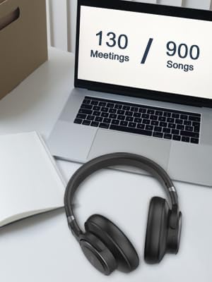 KVIDIO Active Noise Cancelling Headphones, 65 Hours Playtime Bluetooth Headphones with Microphone, Transparency Mode, Deep Bass and Hi-Fi Stereo Sound (Black) Black