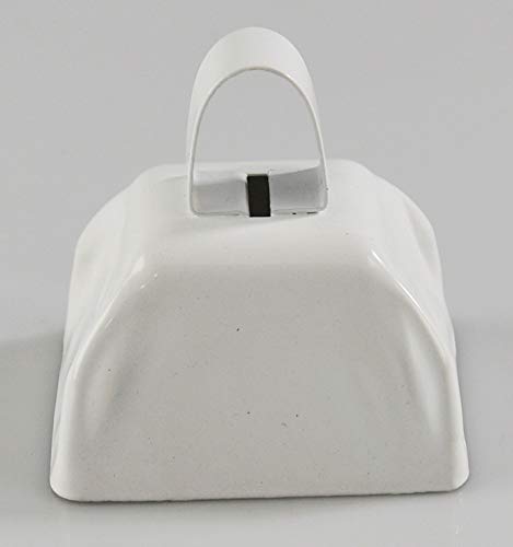 HOME-X Set of 12 Cowbells, Sporting Event Bells, Cheering Bells, Party Noise Makers, School, Reception Desk, Counter Bell, White, 3” L x 2 3/8” W x 3” H