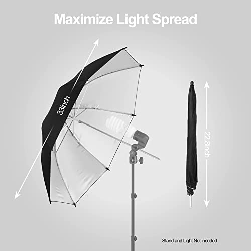 EMART 33inch/84cm Black/Silver Photo Soft Umbrella for Photography 2Pack
