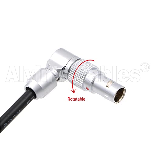 Alvin's Cables Z CAM E2 Flagship Rotatable Right Angle 2 Pin to Straight Lock DC Power Cable for Atomos Ninja V OSEE G7 Monitor Adjustable 90 Degrees 2 Pin Cord for Z CAM E2-S6 E2-F6 E2-F8 Adjustable 2 pin to straight lock DC