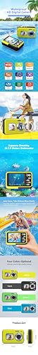 Mercanova 5K Underwater Camera, Waterproof, 48MP, Dual Screen, Blue