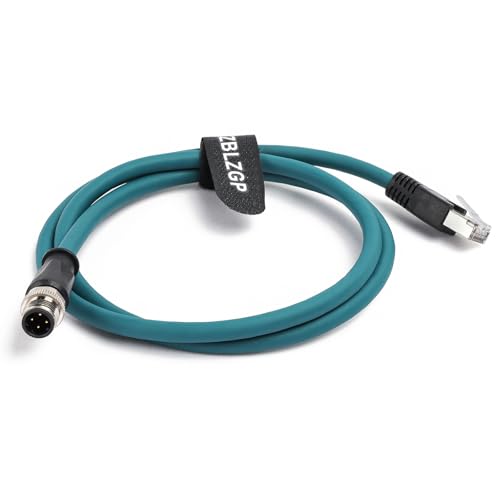 M12 D-Code 4-Pin Male to RJ45 Industrial Ethernet Cable, 2M (6.56ft), 24AWG CAT5e SFTP Shielded PVC, IP67 Waterproof, for Profinet, Cognex, Sick Sensor, Keyence Camera & PLC Dark Green