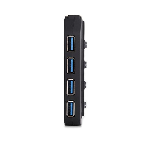 axGear USB 3.0 HUB 4 Port High Speed Data Transfer with Power Adapter LED On/Off Switch
