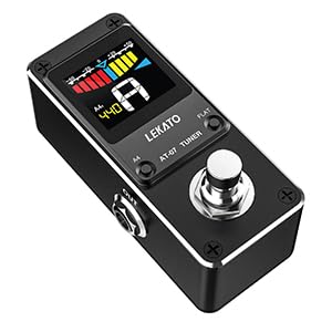 [AUSTRALIA] - LEKATO Guitar Tuner Pedal with True Bypass, Chromatic Tuner Pedal for Electric Guitar and Bass, Color Display Tuning Pedal with Mute, Pitch and Flat Tuning Black Tuner 