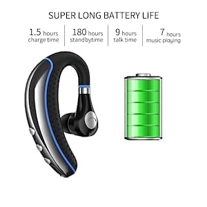 Bluetooth Headset,Wireless V5.0 Business Bluetooth Earpiece in Ear Lightweight Sweatproof Earphones with Mic Work for Cell Phones for Office/Workout/Driving Blue