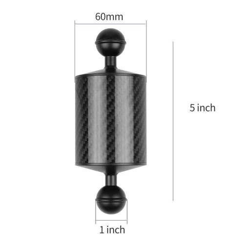 D60mm Carbon Fiber Float Arm for Ultralight, Aquatic Arm,Dual Ball Lightweight Buoyancy Arm for Underwater Camera,Diving Tray, Video Light, and Strobe (Black, D60mm 5 inch) black