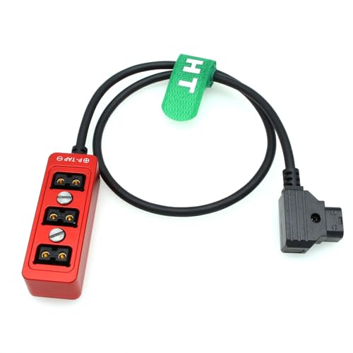 DTAP Power Splitter Triple Cable Box Hub, D-tap Male to Female 3 Port Distributor for ARRI Camera Anton Bauer Battery Ronin 2 1/4" Mount (50cm, Red) 50cm