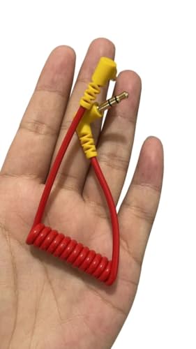 3.5mm to 3.5mm Coiled Camcorder Cable, 4-Pole TRRS Male to Male AV Cord, Right-Angle Plugs, Connects DV Camcorder AV Out to Mini DVR, Audio + Video, Retro Y2K Recording, Plug & Play